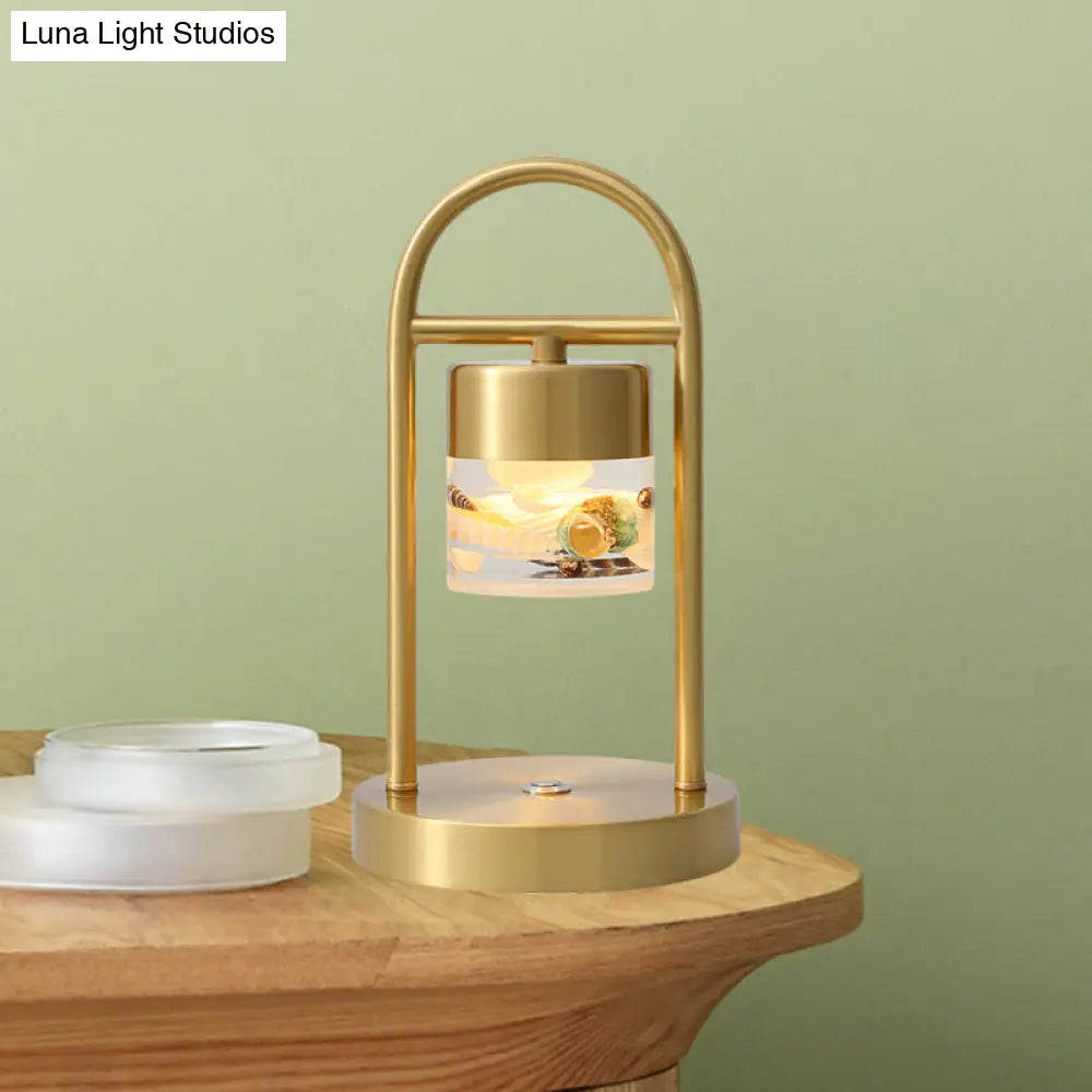 Nusakan - Simplicity Clear Glass Led Desk Light With U-Shaped Metal Frame Gold