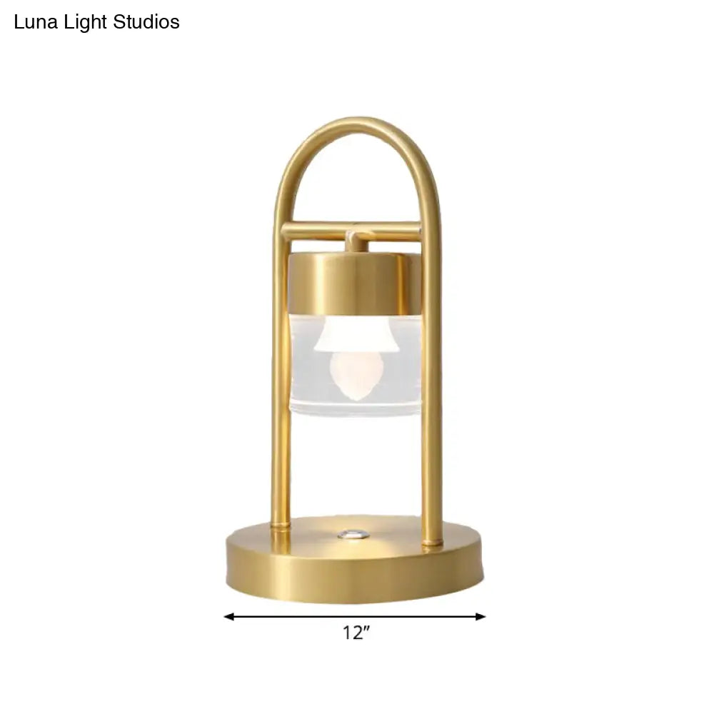 Nusakan - Simplicity Clear Glass Led Desk Light With U-Shaped Metal Frame Gold