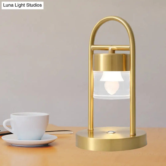 Nusakan - Simplicity Clear Glass Led Desk Light With U-Shaped Metal Frame Gold