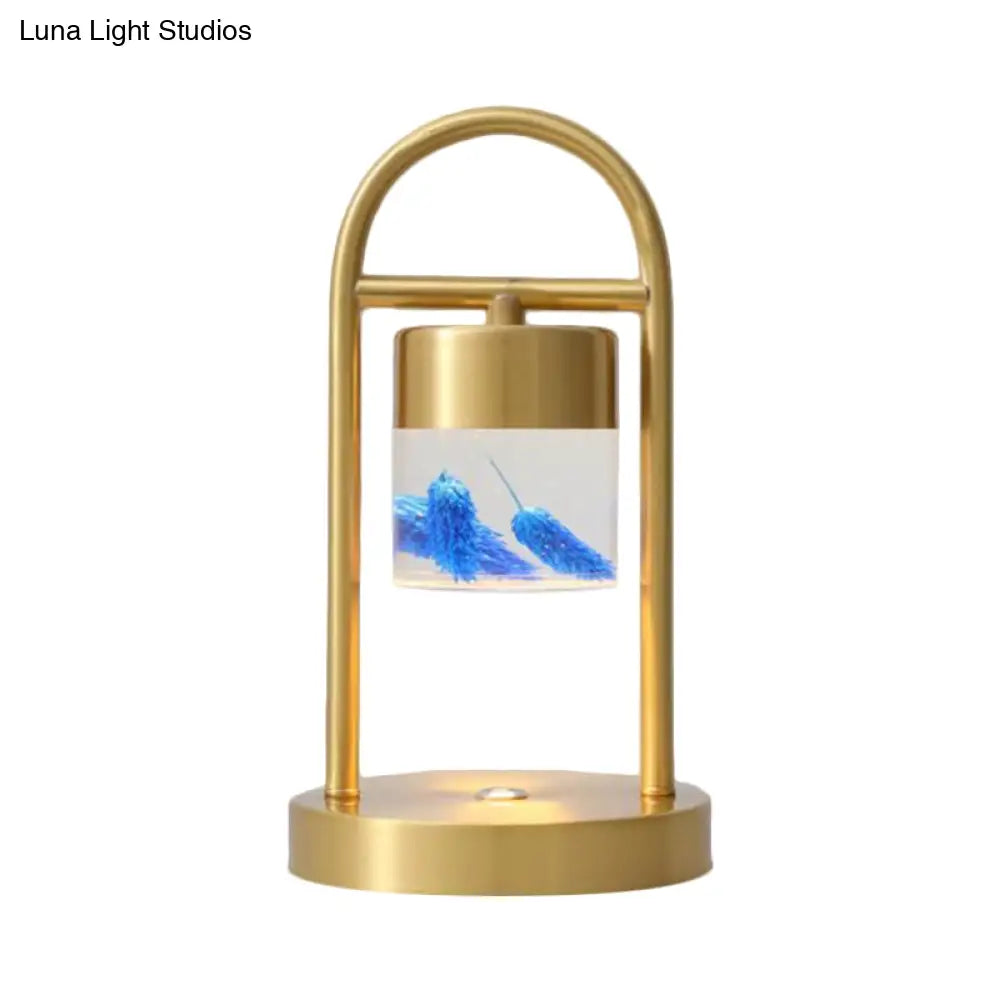 Nusakan - Simplicity Clear Glass Led Desk Light With U-Shaped Metal Frame Gold