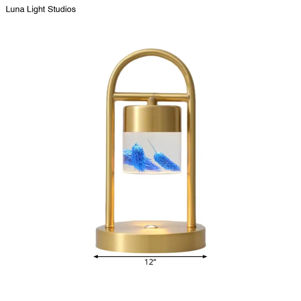 Nusakan - Simplicity Clear Glass Led Desk Light With U-Shaped Metal Frame Gold