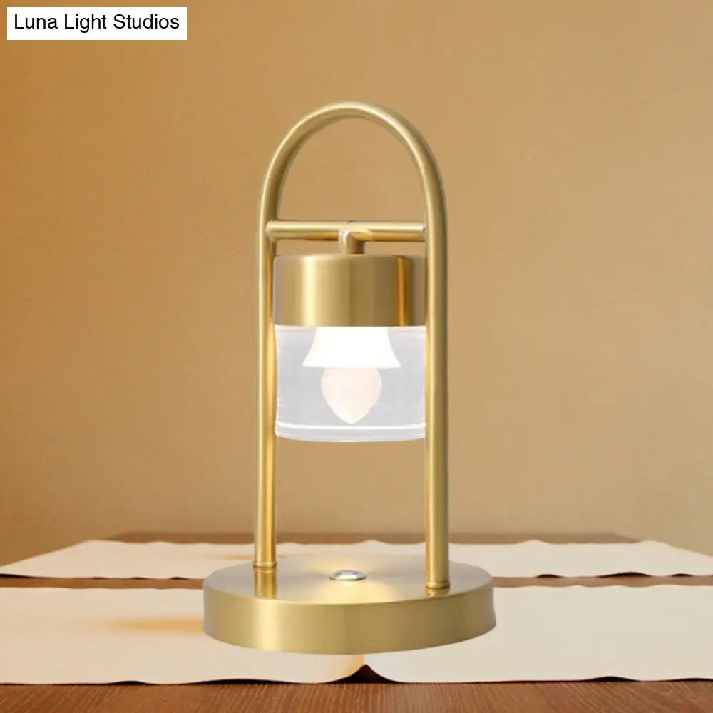 Nusakan - Simplicity Clear Glass Led Desk Light With U-Shaped Metal Frame Gold