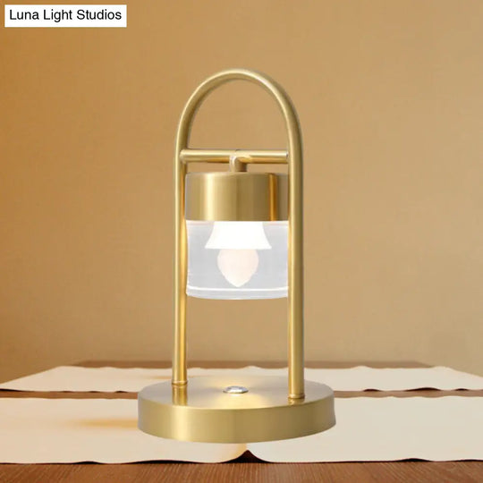 Nusakan - Simplicity Clear Glass Led Desk Light With U-Shaped Metal Frame Gold