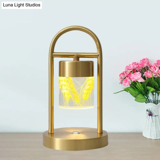 Nusakan - Simplicity Clear Glass Led Desk Light With U-Shaped Metal Frame Gold