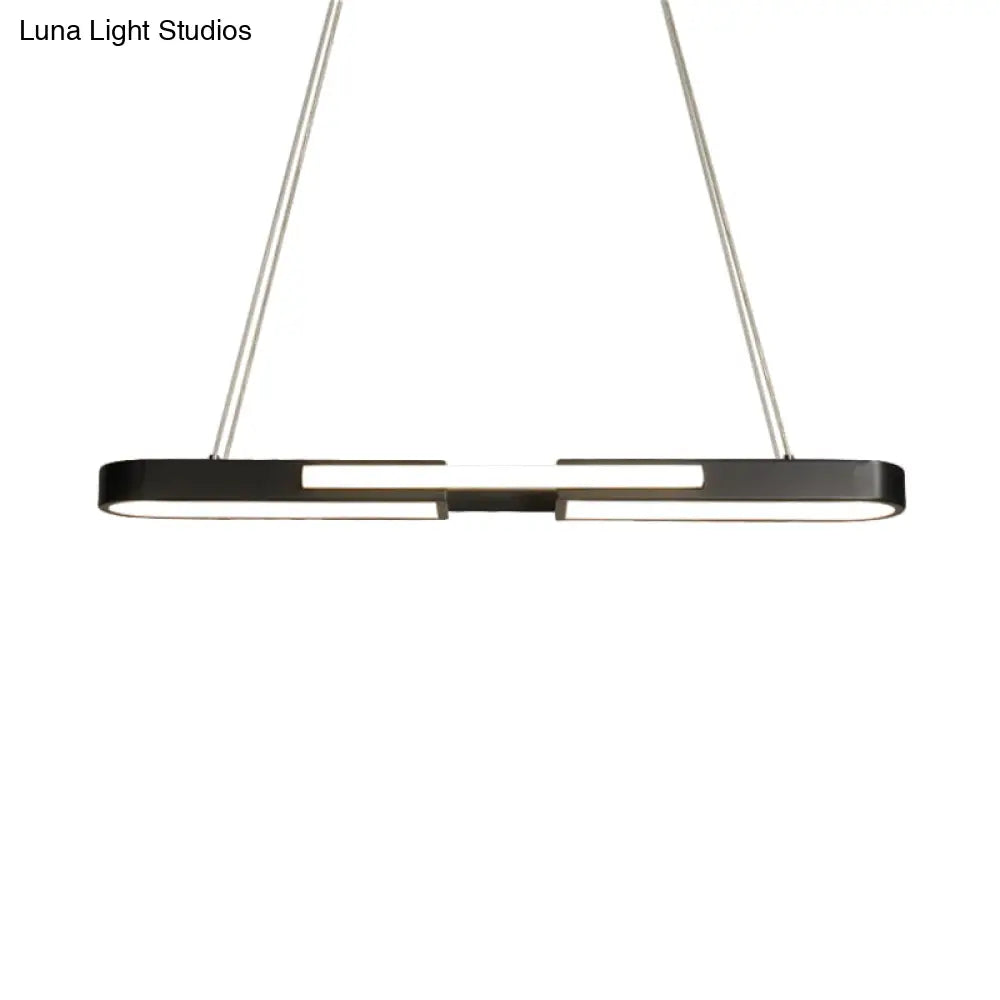 Oblong Acrylic Pendant Light Kit - Simple Style Black/Gold Led Island Lamp In Warm/White For Dining