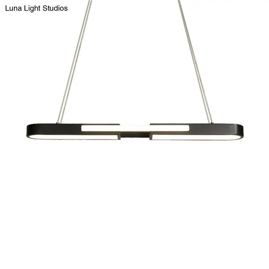 Oblong Acrylic Pendant Light Kit - Simple Style Black/Gold Led Island Lamp In Warm/White For Dining