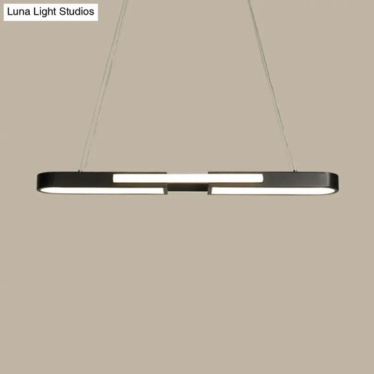 Oblong Acrylic Pendant Light Kit - Simple Style Black/Gold Led Island Lamp In Warm/White For Dining