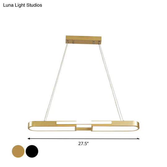 Oblong Acrylic Pendant Light Kit - Simple Style Black/Gold Led Island Lamp In Warm/White For Dining