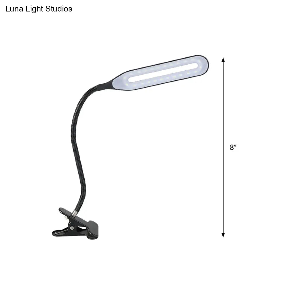 Oblong Shade Led Clip-On Desk Light With Eye-Caring Technology For Reading Black/White