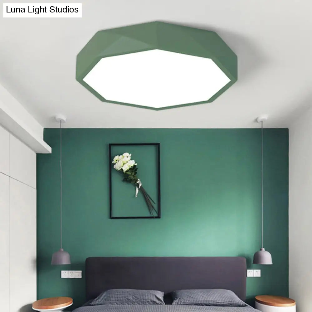 Octagon Acrylic Ceiling Lamp: Modern Macaron Loft Led Flush Mount For Kitchen Green / 12