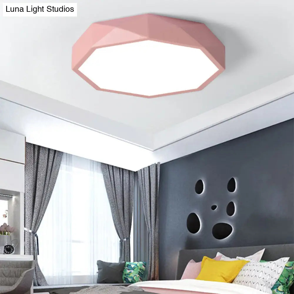 Octagon Acrylic Ceiling Lamp: Modern Macaron Loft Led Flush Mount For Kitchen Pink / 12