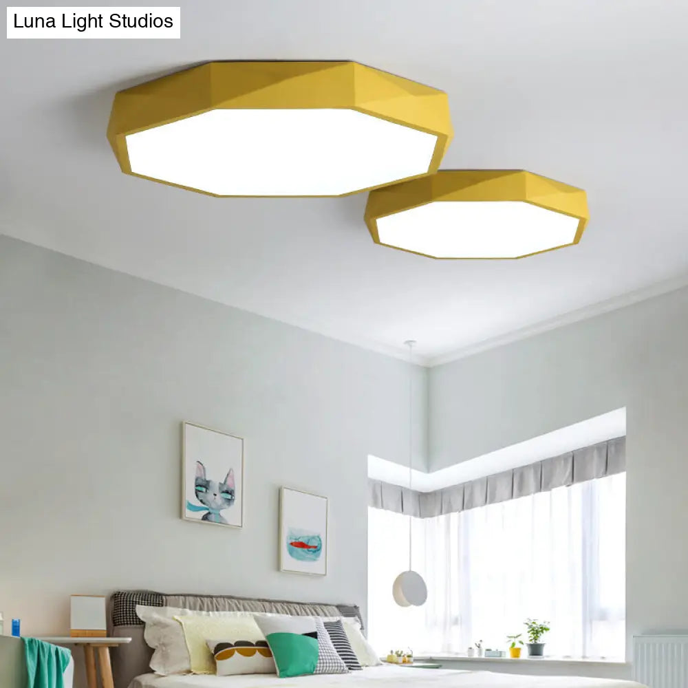 Octagon Acrylic Ceiling Lamp: Modern Macaron Loft Led Flush Mount For Kitchen Yellow / 12
