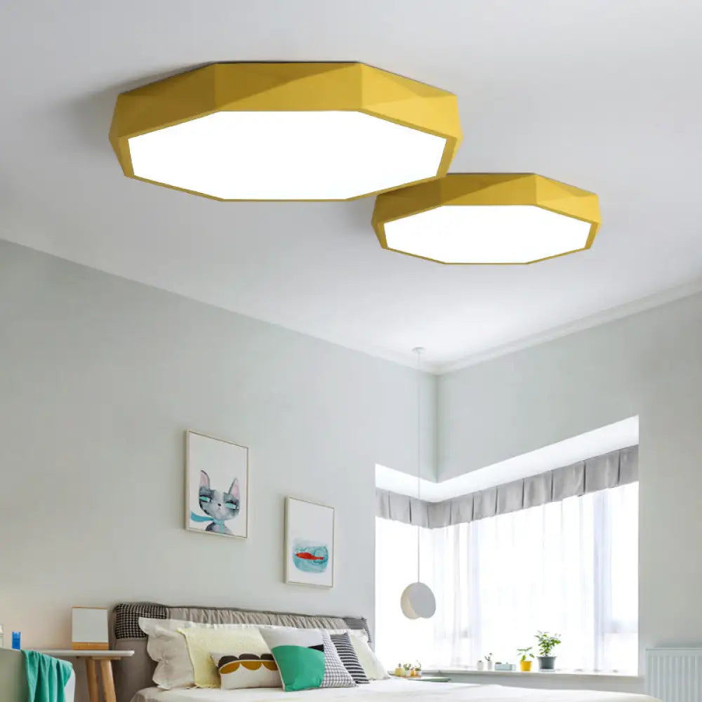 Octagon Acrylic Ceiling Lamp: Modern Macaron Loft Led Flush Mount For Kitchen Yellow / 12’