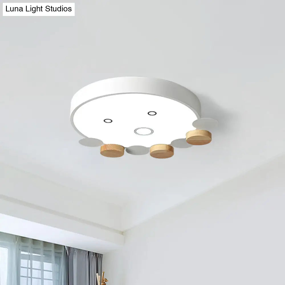 Octopus-Shaped Led Ceiling Light In Gray/White/Green For Kids Bedroom White