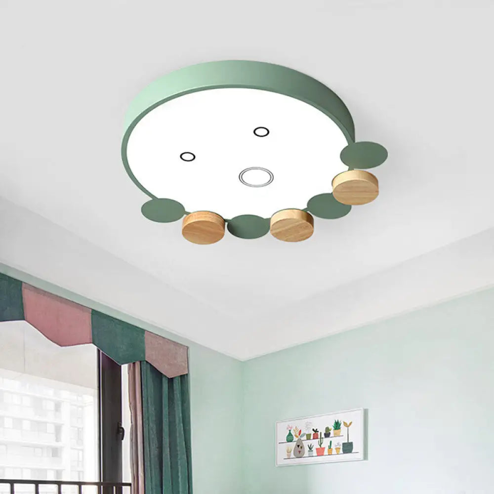 Octopus - Shaped Led Ceiling Light In Gray/White/Green For Kids’ Bedroom Green