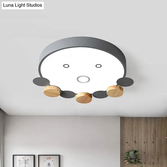 Octopus-Shaped Led Ceiling Light In Gray/White/Green For Kids Bedroom Grey