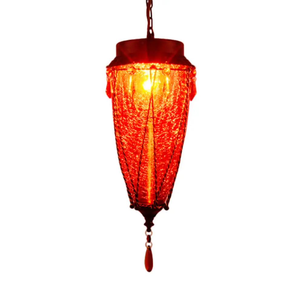 Olga - Vintage Conical Red/Yellow/Blue Glass Pendant Light Fixture Style 1 Restaurant Down Lighting