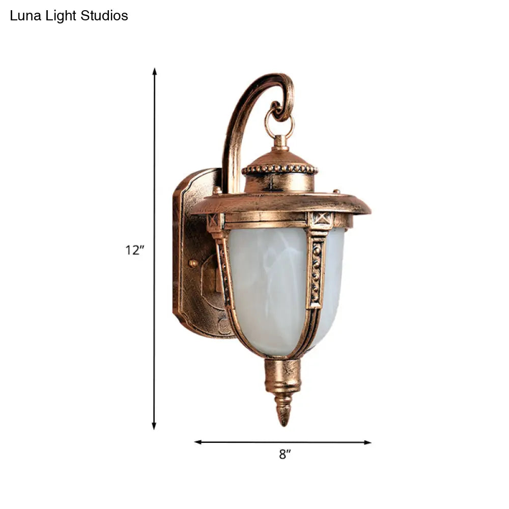 Opal Frosted Glass Brass Acorn Sconce Light Fixture - Country Wall Lamp