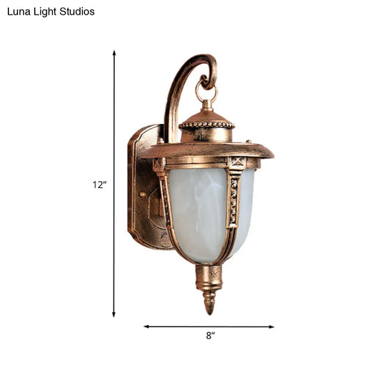 Opal Frosted Glass Brass Acorn Sconce Light Fixture - Country Wall Lamp