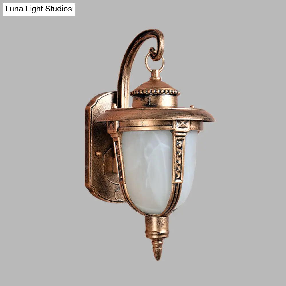 Opal Frosted Glass Brass Acorn Sconce Light Fixture - Country Wall Lamp