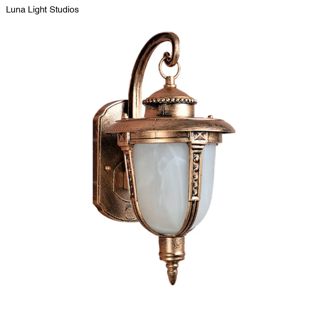 Opal Frosted Glass Brass Acorn Sconce Light Fixture - Country Wall Lamp