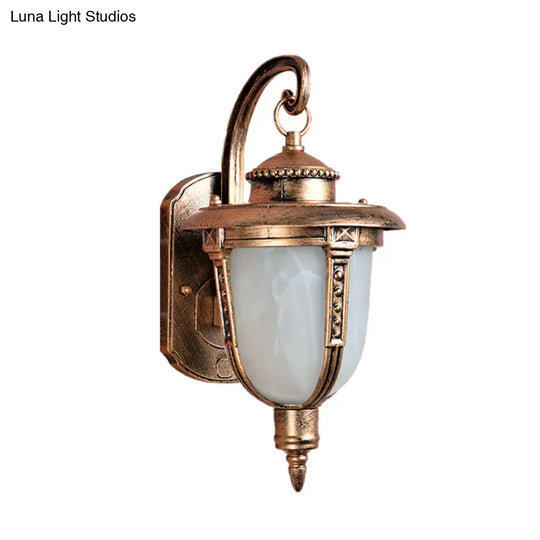 Opal Frosted Glass Brass Acorn Sconce Light Fixture - Country Wall Lamp