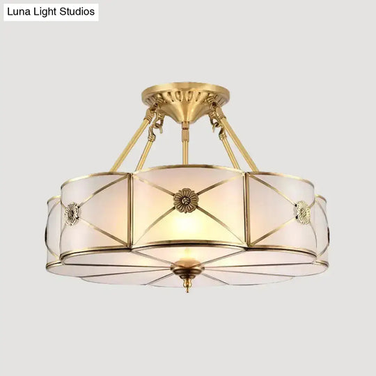 Opal Frosted Glass Brass Ceiling Light With Adjustable Size And Flush Mount