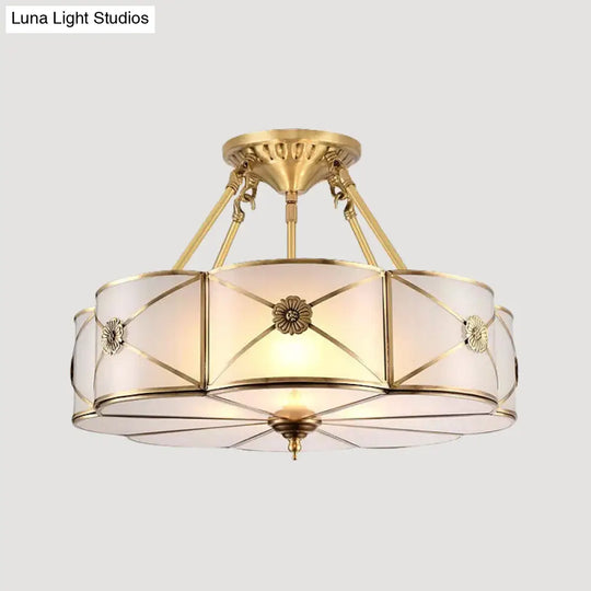 Opal Frosted Glass Brass Ceiling Light With Adjustable Size And Flush Mount