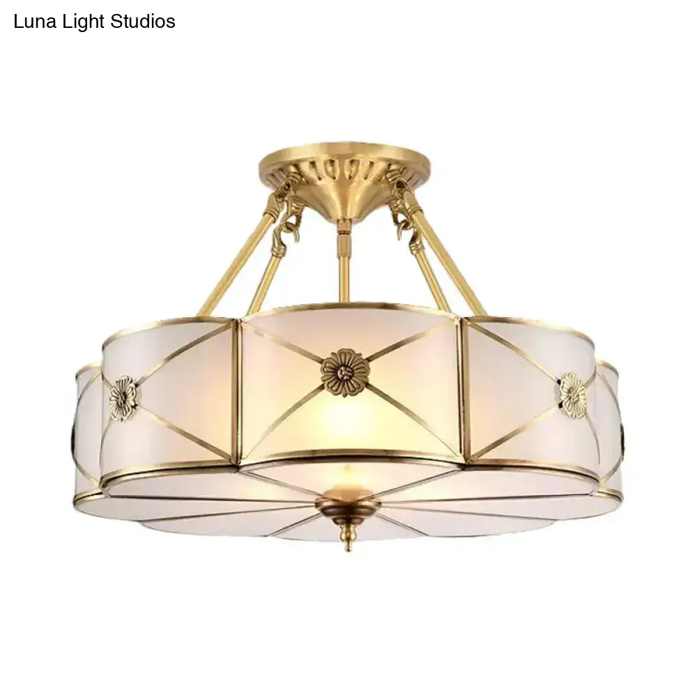 Opal Frosted Glass Brass Ceiling Light With Adjustable Size And Flush Mount