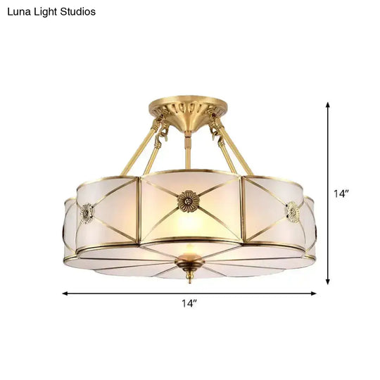 Opal Frosted Glass Brass Ceiling Light With Adjustable Size And Flush Mount