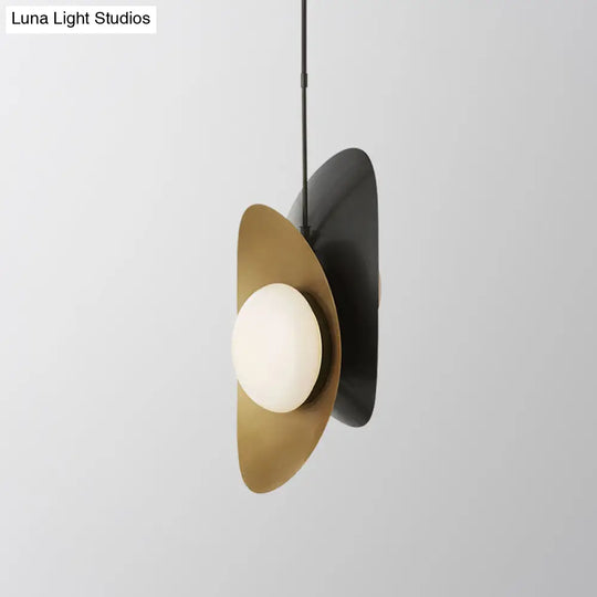 Postmodern Designer Pebble Pendant Light Kit With Opal Frosted Glass And 2 Lights - Black-Gold/Gold