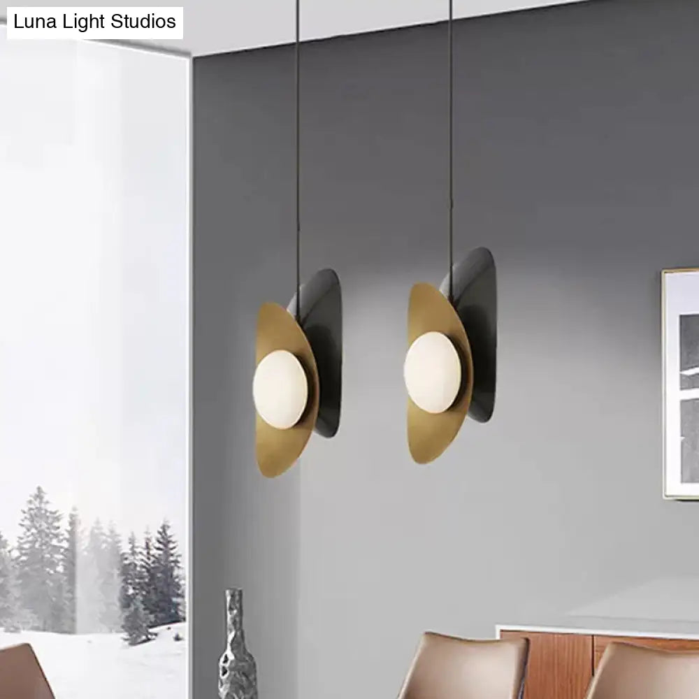 Opal Frosted Glass Pendant Light Kit - Designer Postmodern Style Hanging With 2 Lights In