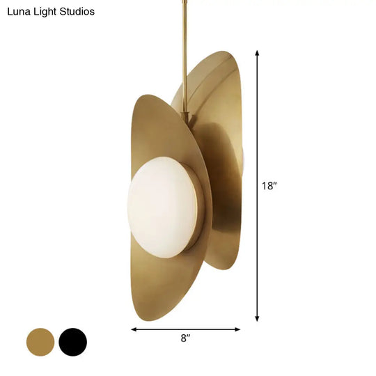 Postmodern Designer Pebble Pendant Light Kit With Opal Frosted Glass And 2 Lights - Black-Gold/Gold