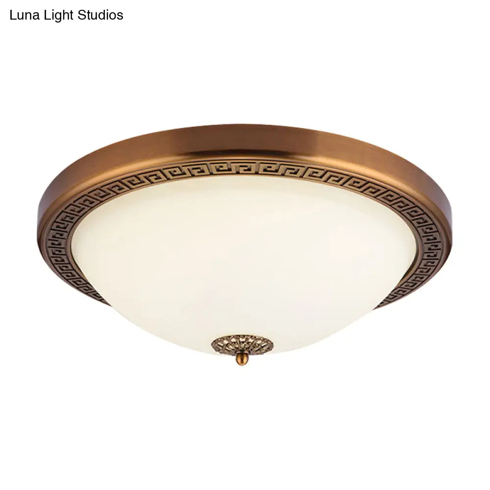 Opal Glass Brass Led Flush Mount Light Countryside Style 14/16 Wide