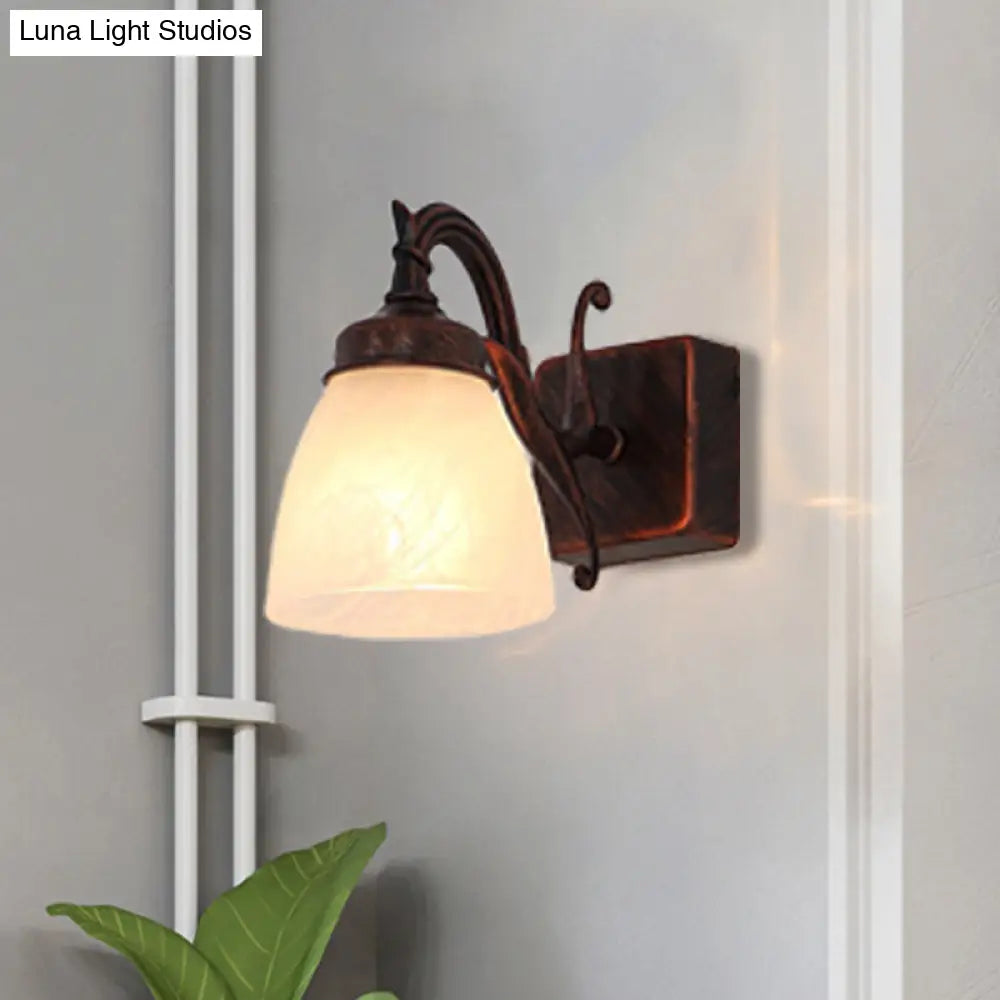 Opal Glass Copper Dome Sconce - Traditional Bathroom Vanity Light (1/2/3 Lights)