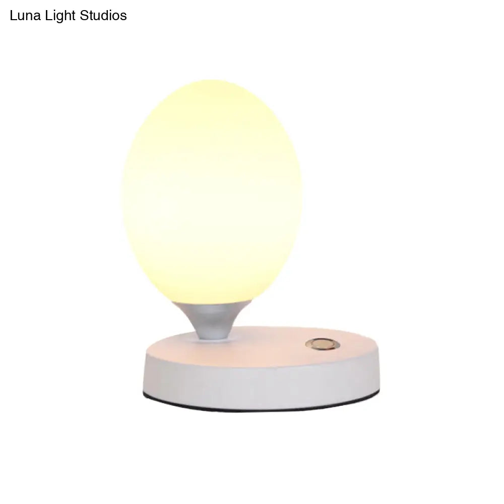 Opal Glass Egg Shell Night Light Macaron Lamp - Single-Bulb Table Stand For Bedside Pink/Blue/Yellow