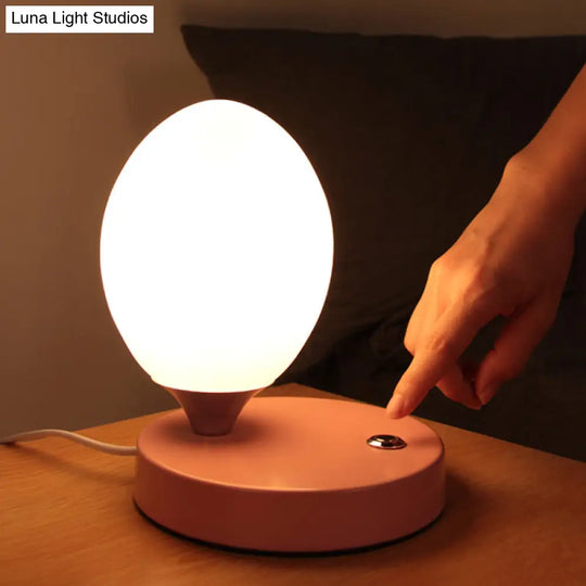 Opal Glass Egg Shell Night Light Macaron Lamp - Single-Bulb Table Stand For Bedside Pink/Blue/Yellow