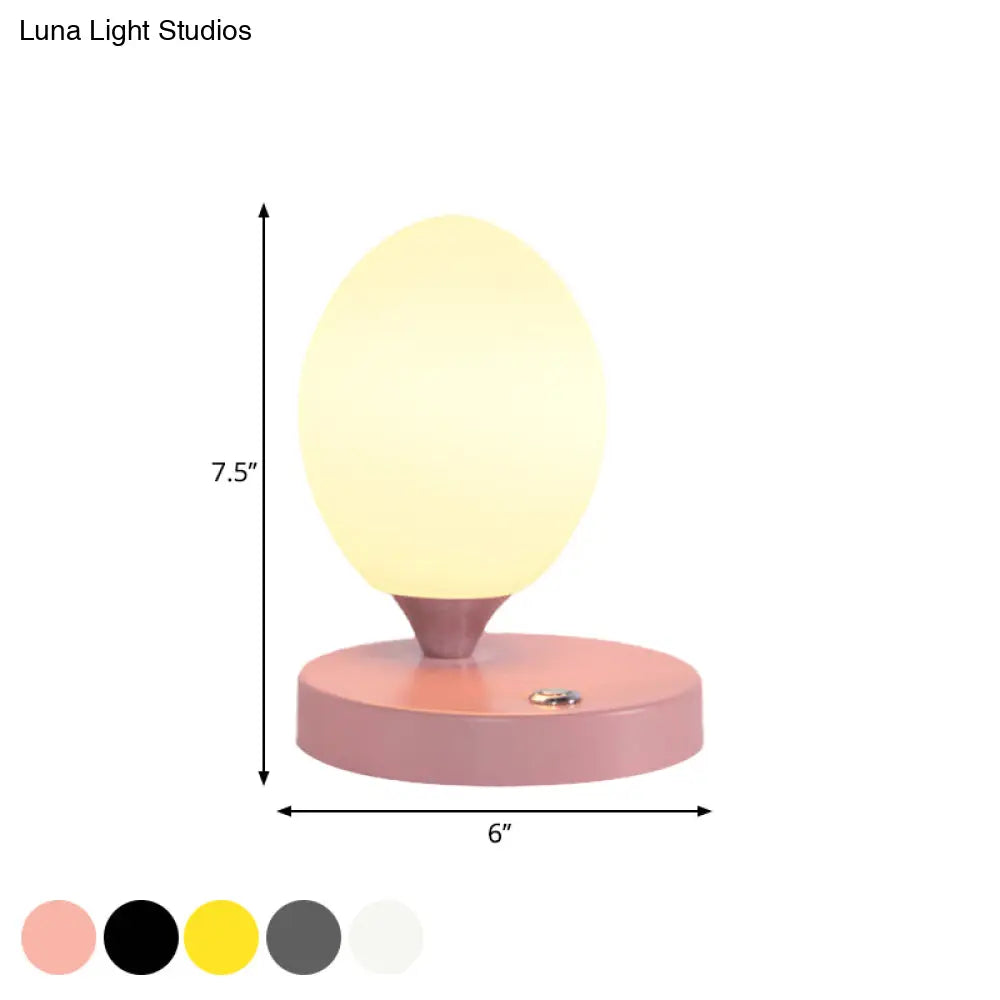 Opal Glass Egg Shell Night Light Macaron Lamp - Single-Bulb Table Stand For Bedside Pink/Blue/Yellow