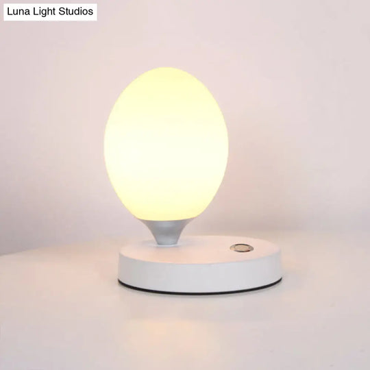 Opal Glass Egg Shell Night Light Macaron Lamp - Single-Bulb Table Stand For Bedside Pink/Blue/Yellow