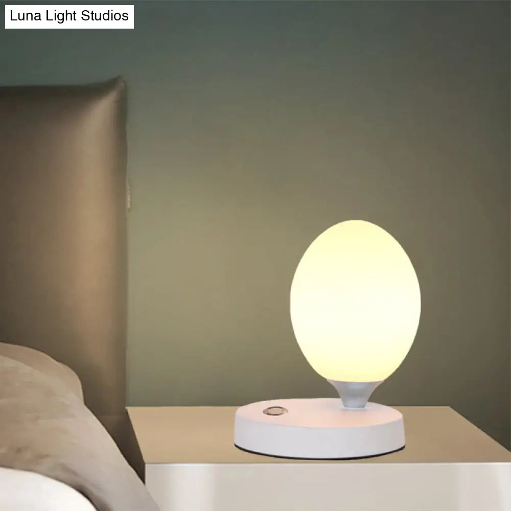 Opal Glass Egg Shell Night Light Macaron Lamp - Single-Bulb Table Stand For Bedside Pink/Blue/Yellow