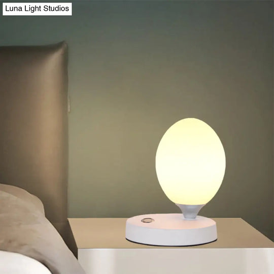 Opal Glass Egg Shell Night Light Macaron Lamp - Single-Bulb Table Stand For Bedside Pink/Blue/Yellow