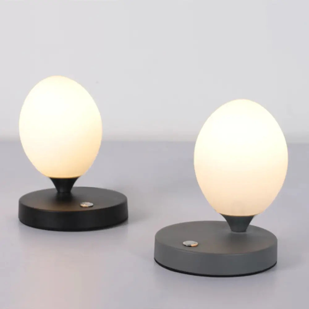 Opal Glass Egg Shell Night Light Macaron Lamp - Single-Bulb Table Stand For Bedside Pink/Blue/Yellow