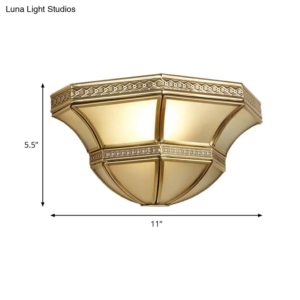 Opal Glass Flared Wall Mount Sconce - Traditional Gold Finish 1 Light