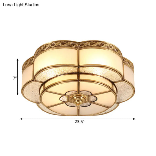 Opal Glass Flush Mount Brass Flower Ceiling Light - Bedroom Fixture 3/4/6 Bulbs 14’/18’/23.5’ Wide