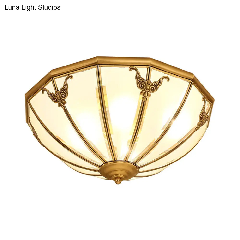 Opal Glass Flush Mount Chandelier In Gold - Classic Bedroom Lighting