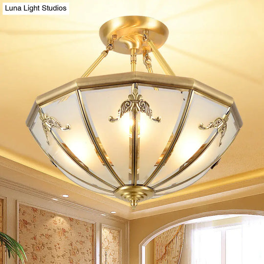 Opal Glass Flush Mount Chandelier In Gold - Classic Bedroom Lighting 4 / Downrods