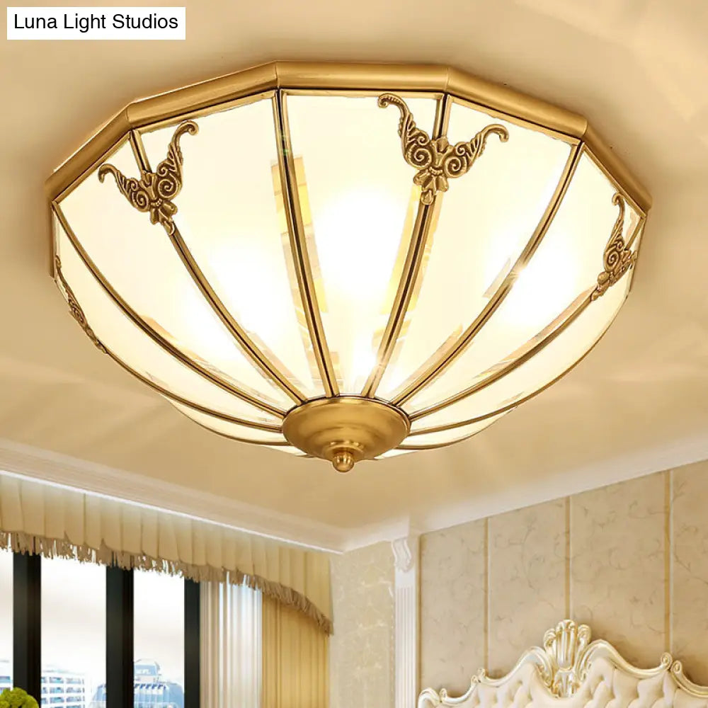 Opal Glass Flush Mount Chandelier In Gold - Classic Bedroom Lighting