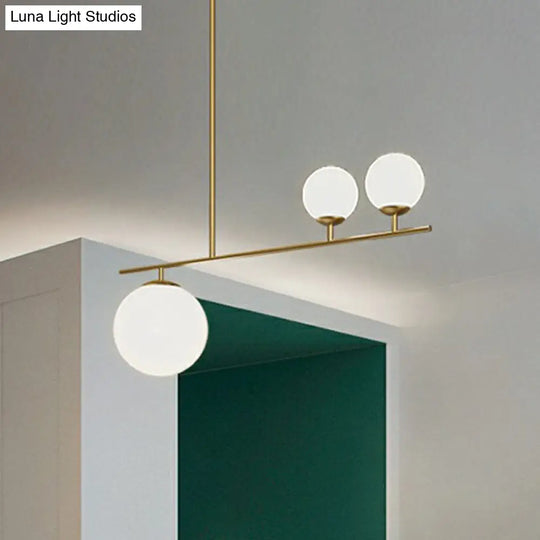 Opal Glass Globe Pendant Lamp: Elegant 3-Bulb Island Lighting In Gold