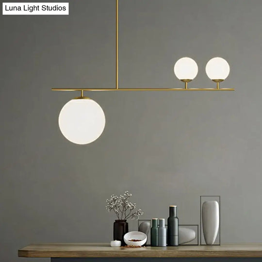 Opal Glass Globe Pendant Lamp: Elegant 3-Bulb Island Lighting In Gold