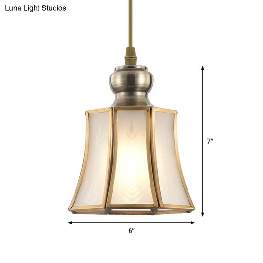 Opal Glass Gold Hanging Pendant Lamp - Elegant Traditional Flare Design For Dining Room